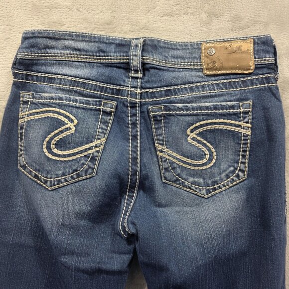 Silver Jeans Co Capri Jeans Womens 27 Blue Natsuki Thick Stitch Embroidered - Picture 3 of 11